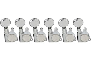 MUSICLILY Wilkinson 6-in-line E-Z-LOK Mini Oval Button Guitar Tuners Machine Heads Tuning Pegs Keys Set for Fender Strat/Tele Electric Guitar, Chrome