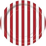 Red Striped Paper Cake Plates, 8ct
