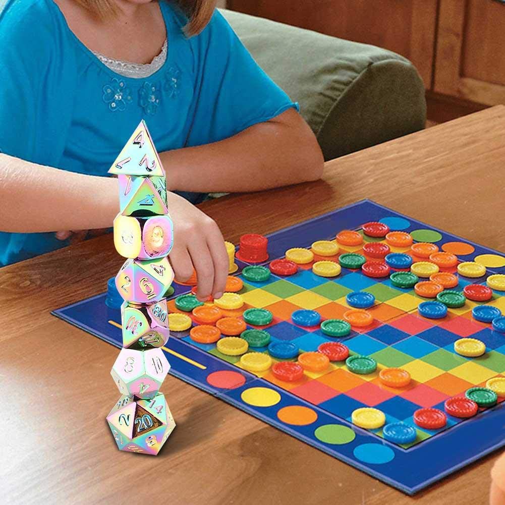 Sumicorp Com Vgeby1 Polyeder Wurfel 7 Stucke Bunte Metall Unregelmassige Wurfel Multi Side Rollenspiel Wurfel Kinder Kinder Brettspiel Spielzeug Polyhedrische Rollenspiel Wurfel Wurfel Zubehor