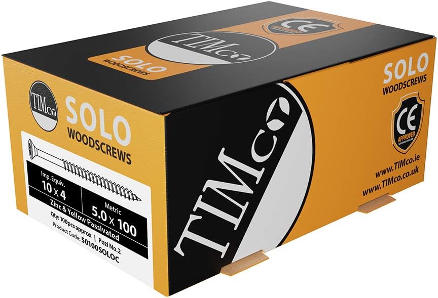 TIMCO Solo Chipboard & Woodscrews - PZ - Double Countersunk - Yellow - 5.0 x 100mm - Box of 100 - Image 4