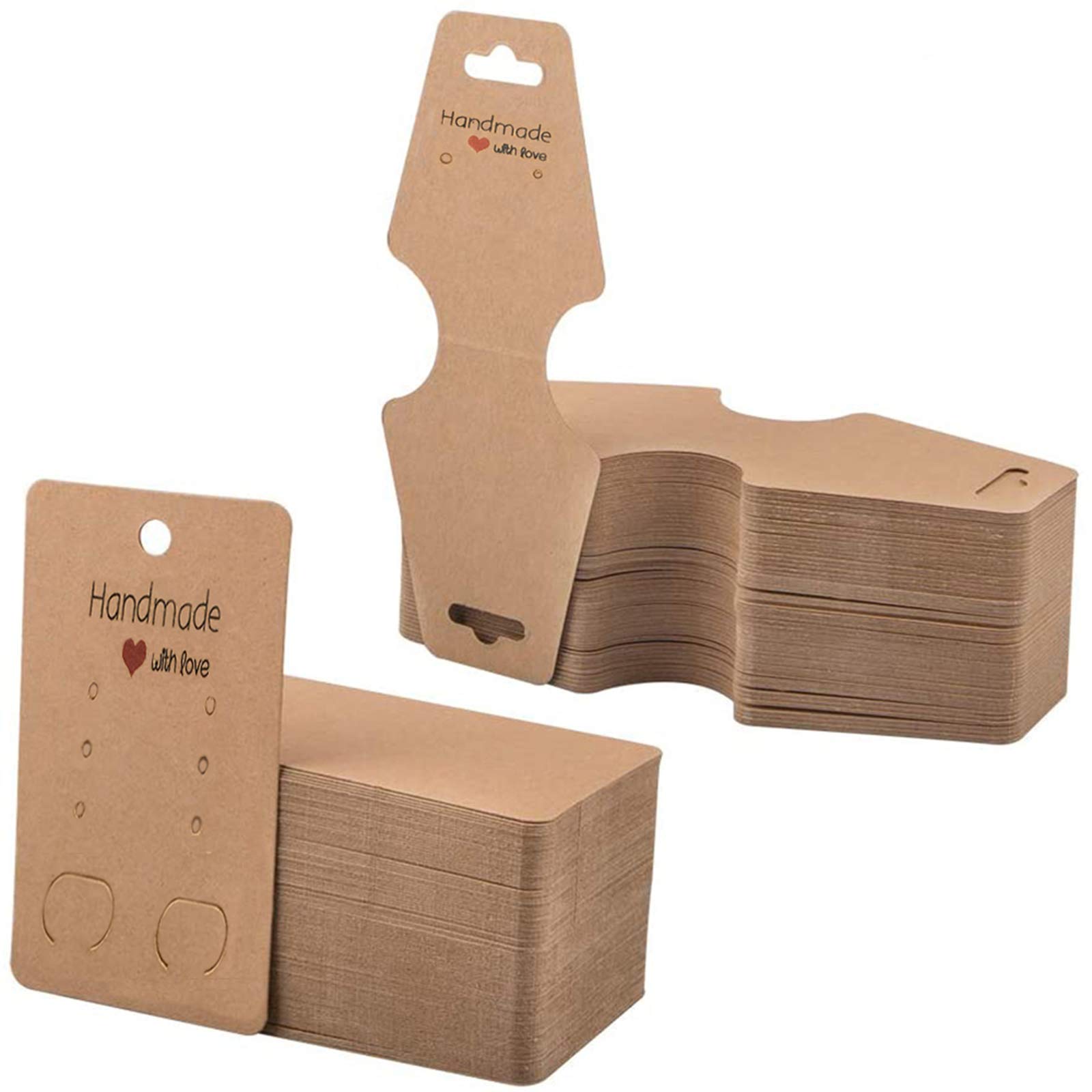 Etern 200 Pcs Kraft Paper Jewelry Display Cards, Hanging Cards for Earrings, Necklaces, Bracelets, Jewelry Hang Tags