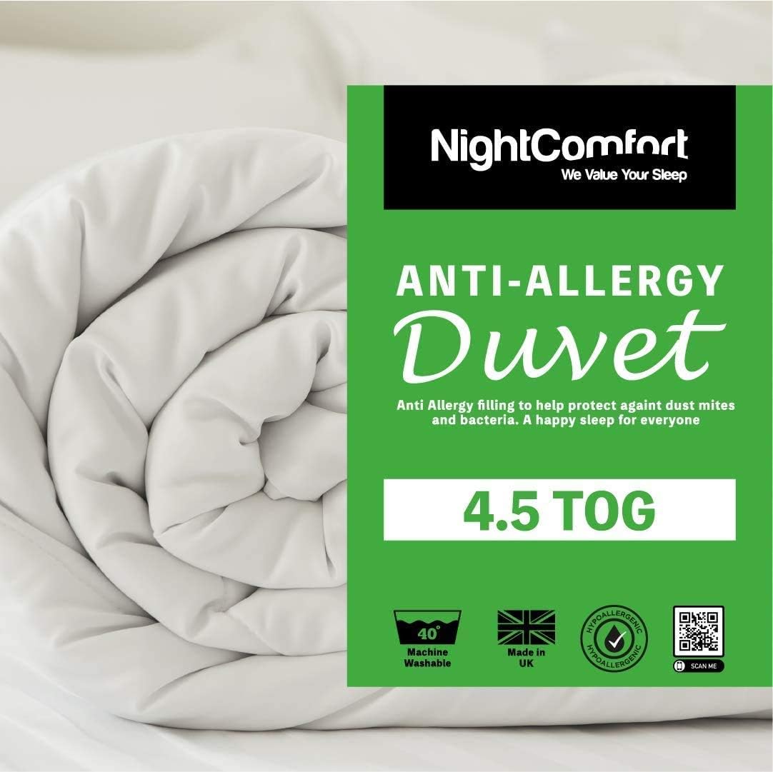Couette NightComfort 16,5 Tog - Chaude Pour L'hiver, Anti-allergie, Hypoallergénique - Tailles Single à Superking
