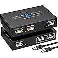 VPFET HDMI KVM USB Extender 394ft 120M Over Cat 5e 6 7 1080P Ethernet Balun Transmitter Receiver with Loop Out Function Plug Play for Mouse and Keyboard Control