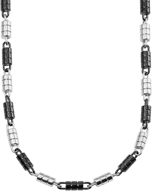 S.Oliver Herren-Halskette Aus Edelstahl – Mit Kautschuk-Elementen, Längenverstellbar 55-60 Cm, In Schmuckbox