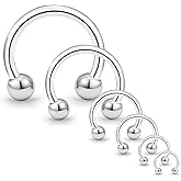 Cisyozi 20G 16G 14G 12G 8G 6G Septum Stretching kit Ear Gauges Tunnels Plugs Earrings Stretcher Surgical Steel Horseshoes Septum Nose Eyebrow Lip Rings Tragus Helix Cartilage Earring Piercing Jewelry
