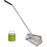 Sand flea rake - 304 Stainless Steel Pro 15.8 Inches Wide Basket Sand Sifter , Curved Handle Design Collapsible Sand Fleas Catcher for Travelling