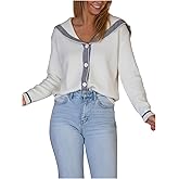 SOLY HUX Women's Button Down Cardigan Sweater Sailor Collar Long Sleeve Trendy Casual Preppy Outerwear