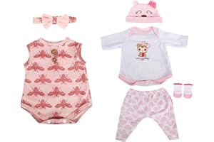 Kaydora Reborn Baby Doll Clothes for 15-18 Inch Reborn Doll Girl 2 Sets Pink Reborn Baby Dolls Outfits Baby Doll Clothing
