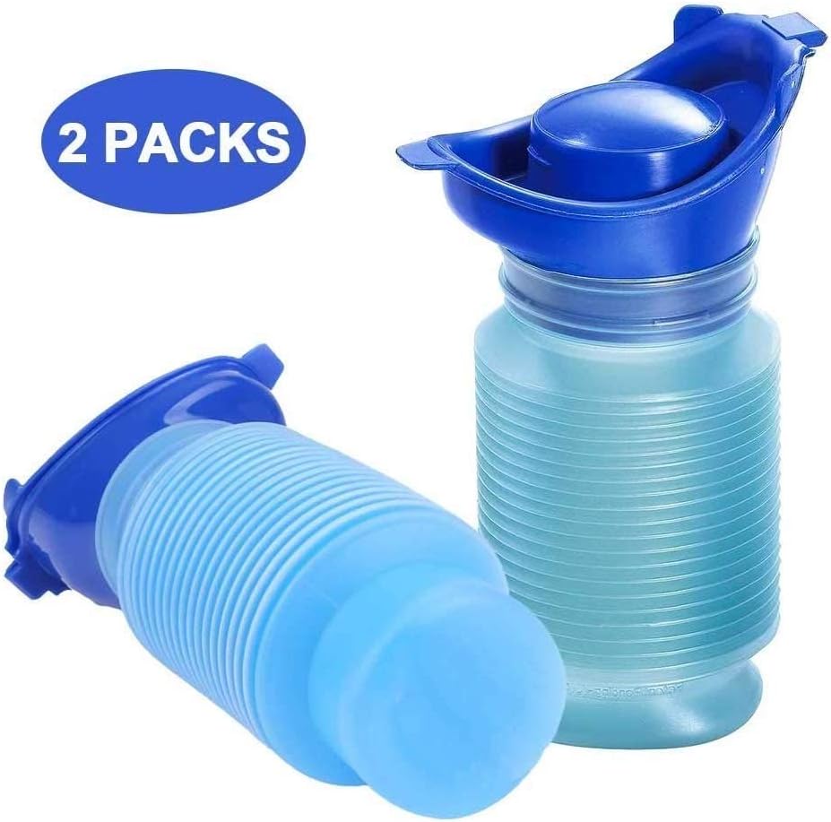 HAMISS 2pcs Pee Bottle Emergency Urinal Portable Reusable Outdoor Shrinkable Mobile Toilet 750ML, Men Women Outdoor Portable Car Accessories for Travel, Camping, Hiking, Traffic Jam and Queuing
