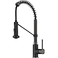 KRAUS Bolden Commercial Style 2-Function Single Handle Pull Down Kitchen Faucet in Matte Black/Black Stainless, KPF-1610MBSB (Pack of 1)