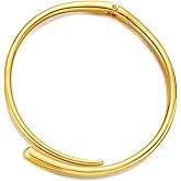 BARXION Chunky Teardrop Hoop Choker Necklace for Women - 18K Gold/Silver Plated Layered Collar, Geometric Statement Cuff Neckline Necklace Bold Dainty Trendy Jewelry