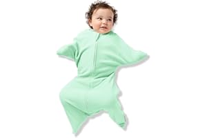 SleepingBaby Zipadee-Zip Transition Swaddle - Cozy Fleece Wearable Blanket with Two-Way Zipper for Baby Sleep - Mint, Medium (6-12 Month)