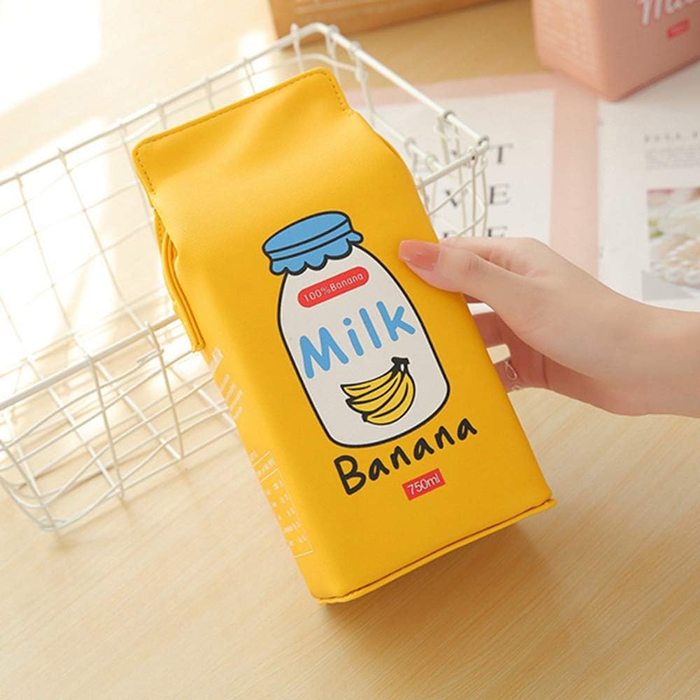 Womens PU Leather Cute Milk Box Crossbody Bag Waterproof Casual Phone Purse Shoulder Bag Travel Bags for Ladies and Girls (Yellow) - Image 3