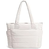 Tote Bag for Women Puffer Tote Bag Large Nurse Bags Shoulder Handbag with Zipper for Work Travel