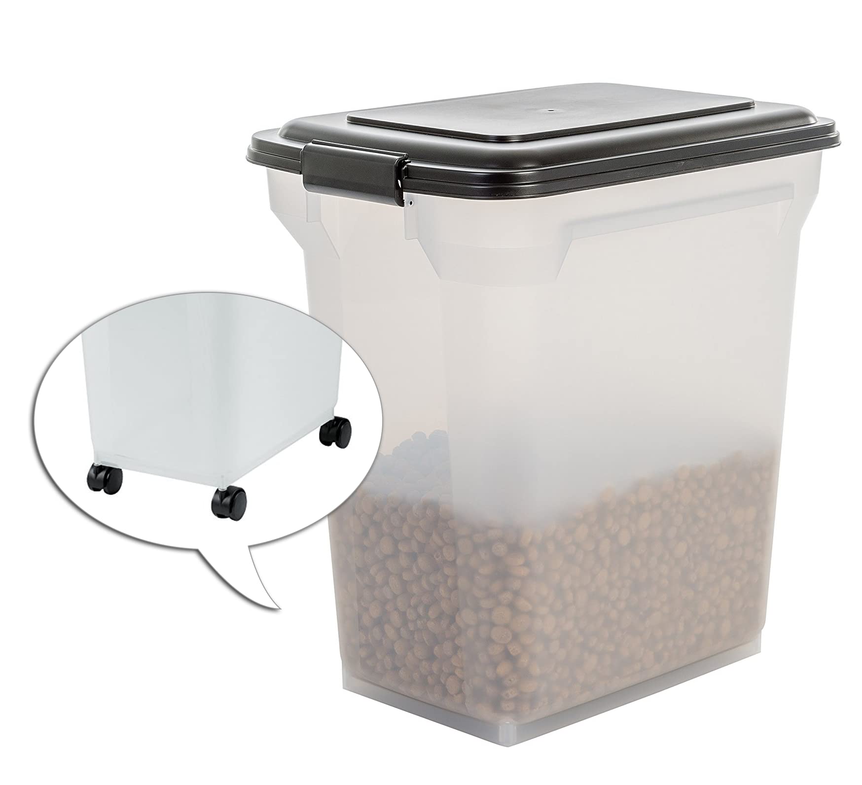 IRIS, 'Air Tight Food Container', ATS, plastic, transparent/black, 45 Litre, 46 x 33.5 x 50 cm, 15 kg
