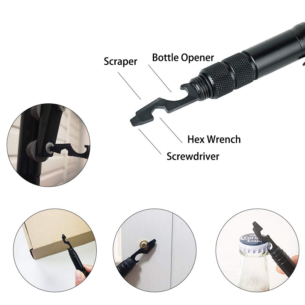 WEREWOLVES Tactical Pen - Professional Multi-Function Self-Defense Pen with 12 Ink Refills, Emergency Glass Breaker, EDC Multifunctional Survival Tool, LED Flashlight, Smooth Writing Black Ballpoint