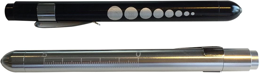 Rosenice Medical Pen Light 2pcs Pupil Gauge Light for Doctors Nurses Medical Pen (Black White)