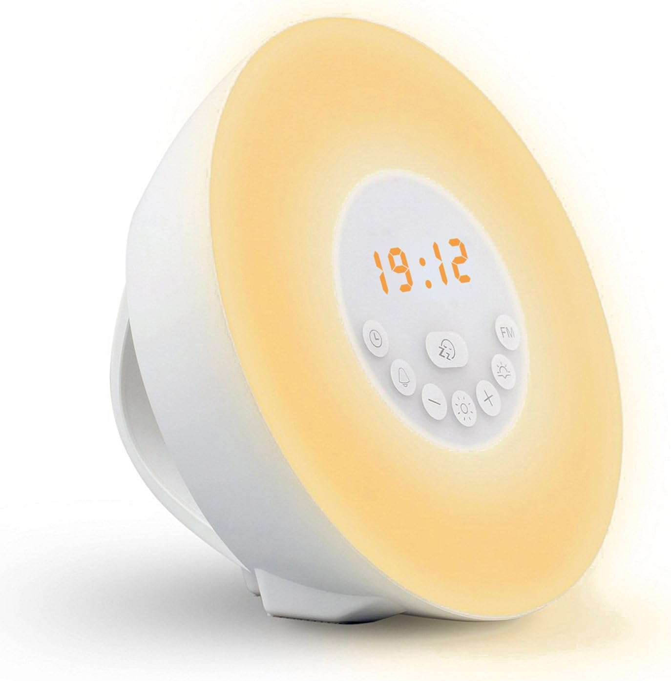 YaPeach Wake-Up Light, [Upgrade Version] Sunrise Sunset Simulation Alarm Clock, Touch Control 10 Brightness Bedside Lamp, 6 Colors Atmosphere Lamp with Snooze Function & FM Radio & 6 Natural Sounds for Babies Children Adults Bedroom Party Light Therapy Wellness