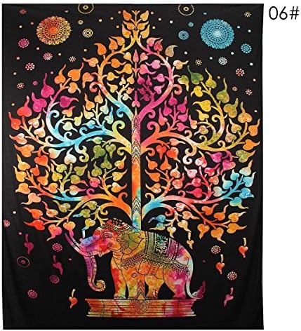 Indian Decor Mandala Tapestry Wall Hanging Hippie Throw Bohemian Twin Bedspread Fantasy Orange Tree