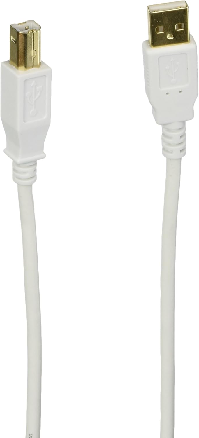 Monoprice 1.5ft USB 2.0 A Male to B Male 28/24AWG Cable - (Gold Plated) - White for Printer Scanner Cable 15M for PC, Mac, HP, Canon, Lexmark, Epson, Dell, Xerox, Samsung and More!: Computers & Accessories