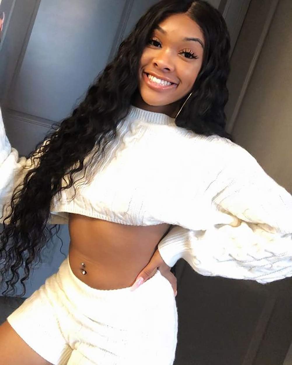 Loose Deep Wave Bundles with Closure Human Hair Loose Deep Curly with Closure Brazilian Virgin Hair with Closure 4x4 Inch Natural Color Can Be Dyed and Bleached (20 22 24 with 18)