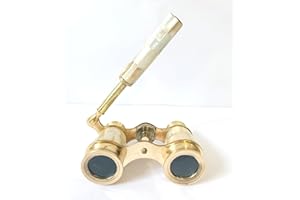 Vintage Opera Glasses, Mother of Pearl and Brass Design, Adjustable Handle, Theater Binoculars