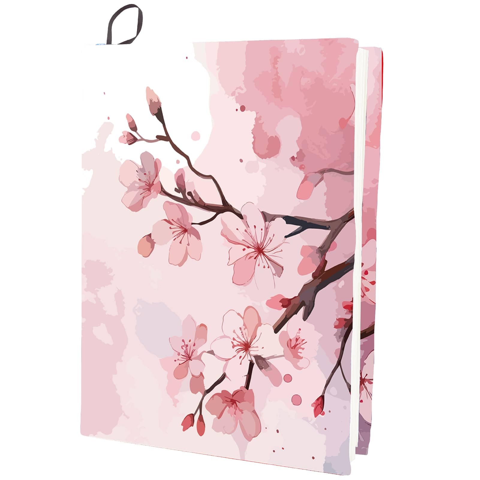 CRASPIRE Blossom Stretchable Book Cover Cherry Blossom Pink Flower Washable Reusable Large Nylon Book Protector Elastic Notebook Wraps Suitable for Most Hardcover Books Classroom Student