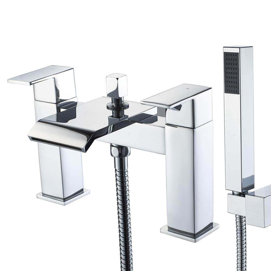 Luckyhome Bath Taps with Shower Waterfall Bathroom Tub Tap with Handheld Shower Head
