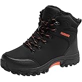 CARENURSE Mens Snow Boots Winter Warm Fur Lined Shoes Non-Slip Insulated Hiking Boot
