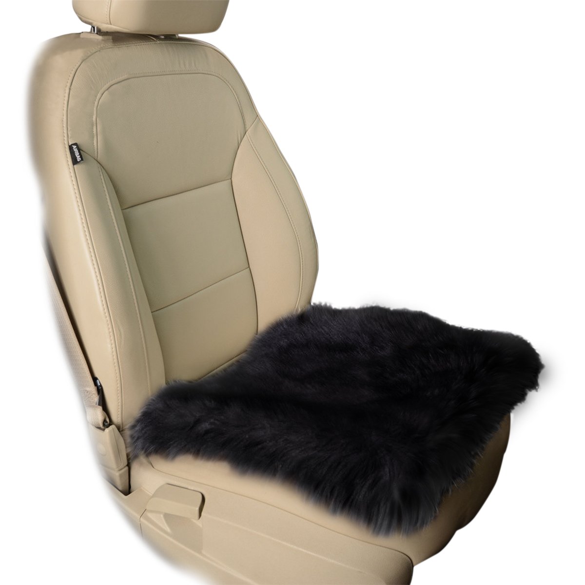 Zone Tech Black Faux Sheepskin Car Seat Home Cushion Fur Pad Cover Warm