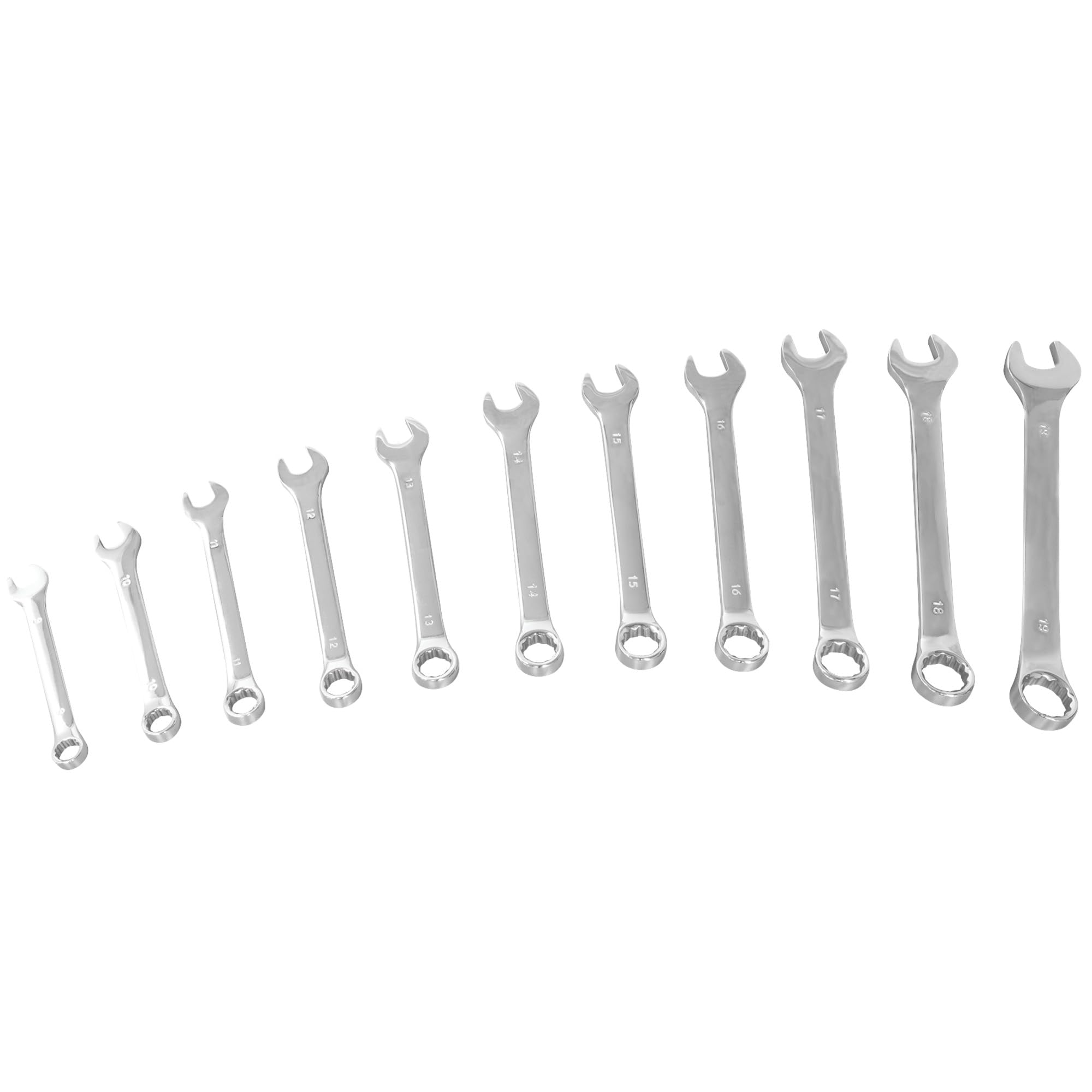 PERFORMANCE TOOL W1062 11 Piece Metric Combo Wrench Set with Case | Premium Mirror Polished Chrome Vanadium Steel