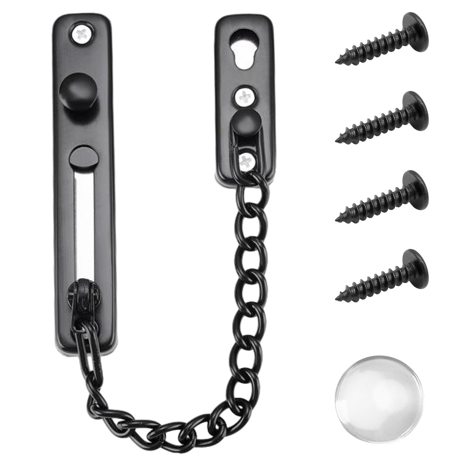 Safety Door Chain Heavy Duty Latch, Door Security Chain with Spring Anti-Theft Snap Lock, Chain Door Lock, Chrome Plated Slide Restrictor Sliding Lock for Hotel Apartment Home Bedroom(Black)