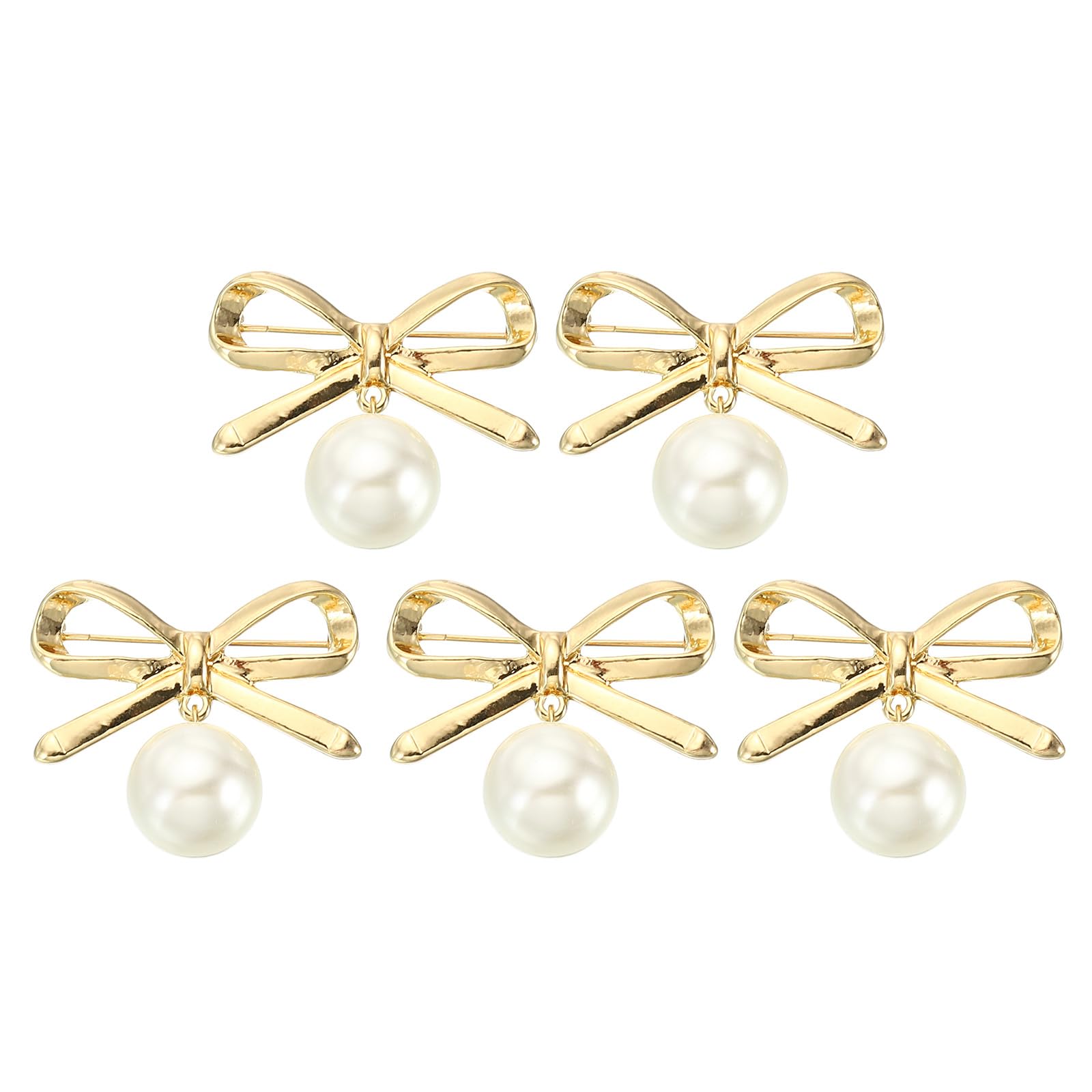 Photo 1 of PATIKIL Artificial Brooch Pins, 5Pcs Fashion Brooch Safety Pins Clips for Women Sweater Shawl Dress Clothing Decoration Accessories, Golden Golden Tone