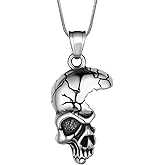 Skull Halloween Punk Necklace - Men 316L Stainless Steel Skeleton Pendant Women Jointed Skeleton Halloween Costume Accessories Goth Punk Edgy Dangly Hip Hop Rock Skull Jewelry for Women Men