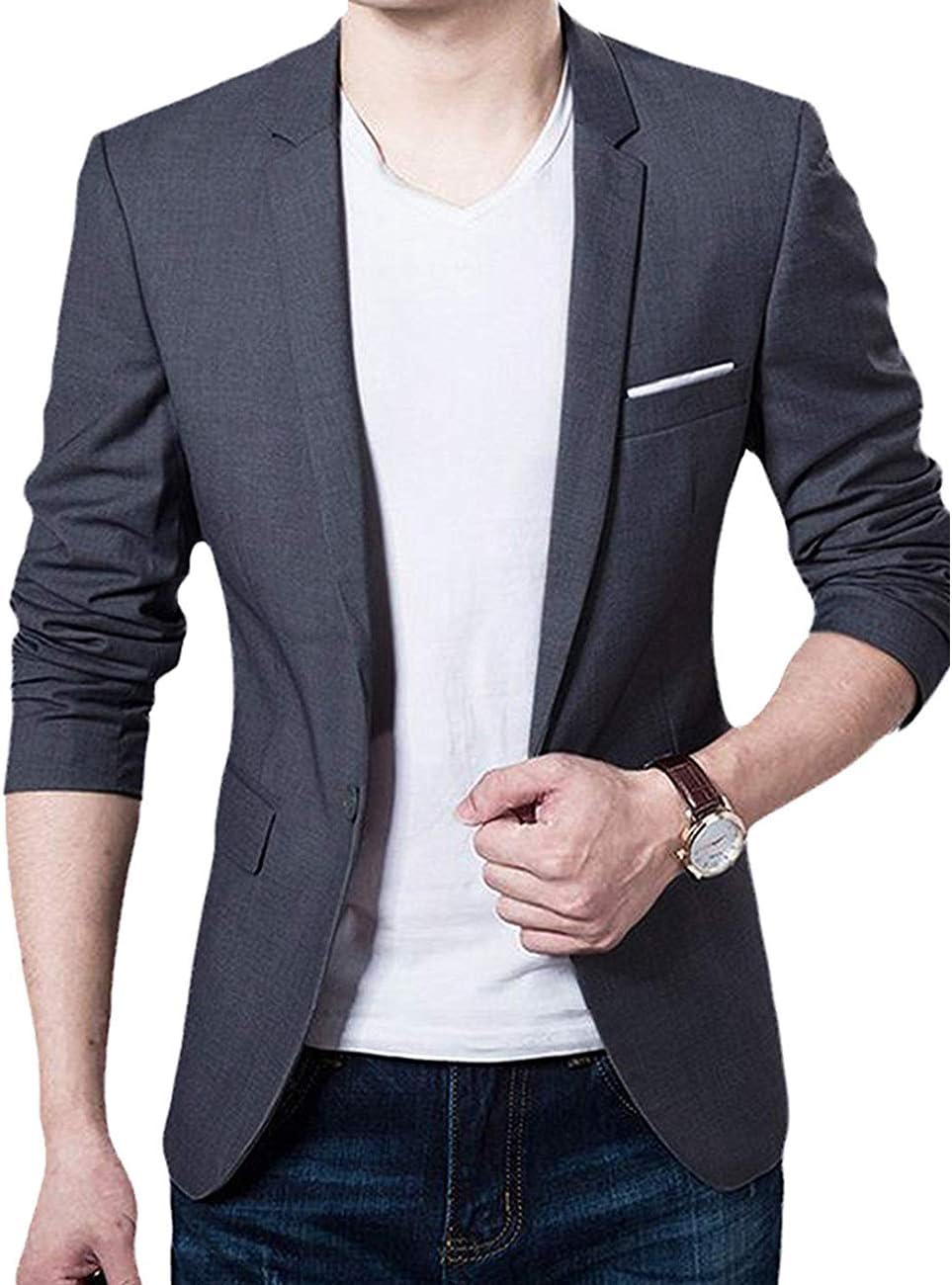 Slim Fit Single One Button Blazer Jackets for Men