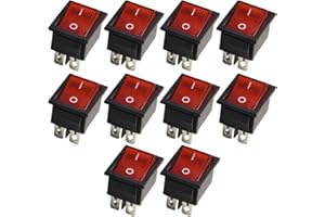 KCD7 Rocker Switch,6-Pin Momentary For Toggle Switch With Red/Green Indicator Light, 15A 250V AC, Self-Locking & Self-Resetti