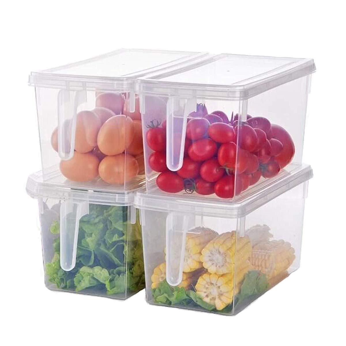 QUICK UNBOX Set of 4 Kitchen Fridge Storage Containers Refrigerator
