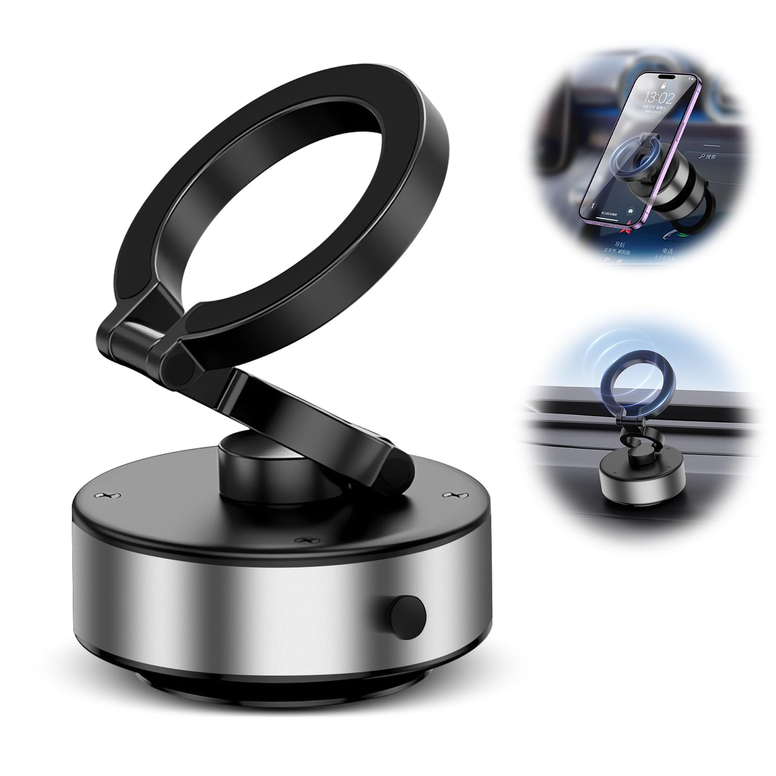 thumbnail image 2 of Jkoailiwi Upgraded Vacuum Magnetic Phone Holder Stand For Car, Reinforced 98LBS Ultra Suction Cup Phone Mount, 360° Adjustable Car Phone Holder For Gym/Mirror, For IPhone 17 Pro Max Air 16 15 2 of 10