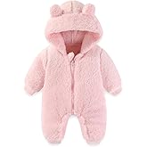 AiWMGL Newborn Baby Bear Outfit Suit Girls Boys Fleece Jumpsuit Romper Hooded Winter Snowsuit Clothes