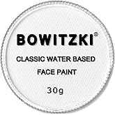 Bowitzki Professional Face Paint Body Paint Water Based Face painting Makeup for Adults Split Cake Single Color 30g Halloween Christmas Party - White
