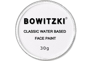 Bowitzki Professional Face Paint Body Paint Water Based Face painting Makeup Safe for Kids and Adults Split Cake Single Color 30g Halloween Christmas Party - White