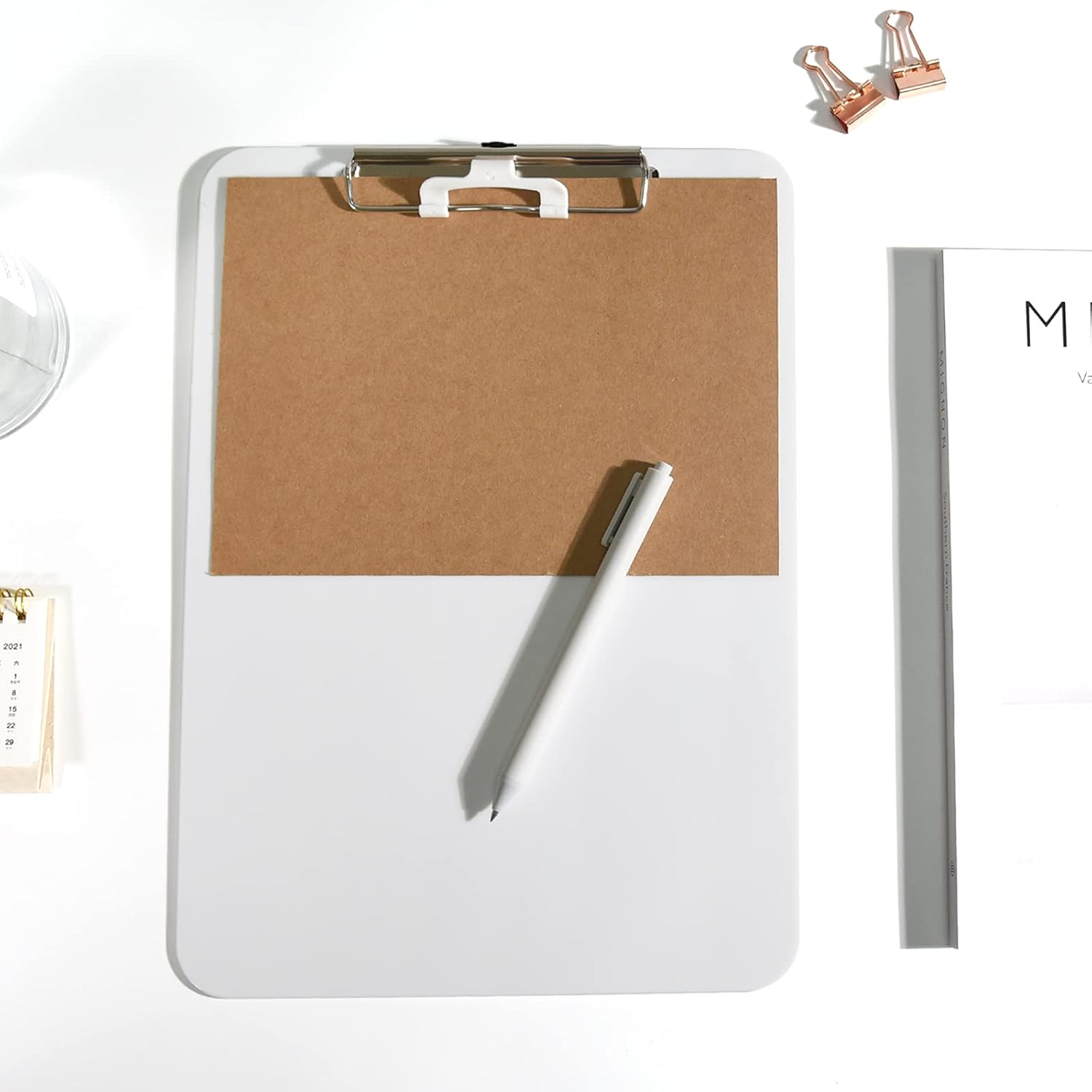 Hongri Plastic Clipboard, White Clipboard Standard A4 Letter Size Clipboards for Nurses, Students, Office and Women, Clipboard with Pen Holder and Low Profile Clip, Size 12.5 x 9 Inch, (White) : Office Products