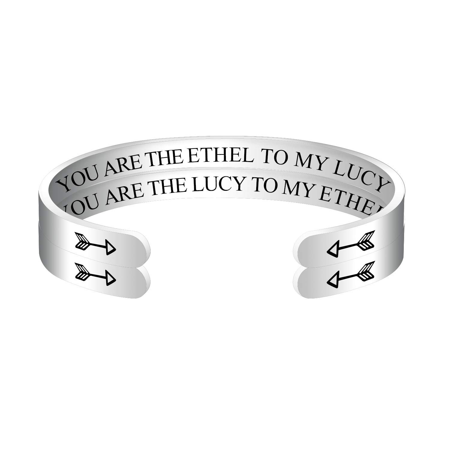 Personalized Inspirational Bracelets for Women Ethel and Lucy Cuff Bangle Friend Encouragement Gift for Her Creative Gift (2pcs Ethel and Lucy)