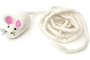 Glaciart One Felt Mouse Cat Toy – Soft Fuzzy Enrichment 100% Natural Wool - Interactive Catnip Play Cat Toy Set - Safe for Pets, Non-AZO Colored Dyes - 100” Long