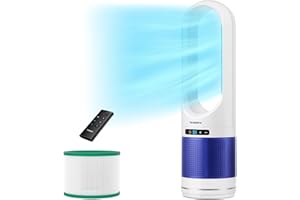 Senmeo Bladeless Fan, 32" Tower Fan with Remote, 8 Speeds, 90° Swing, Quiet Cooling, 8 Hour Timer, LED Display with Auto Off, Easy to Clean, Portable Oscillating Fan for Bedroom, Kitchen, Office