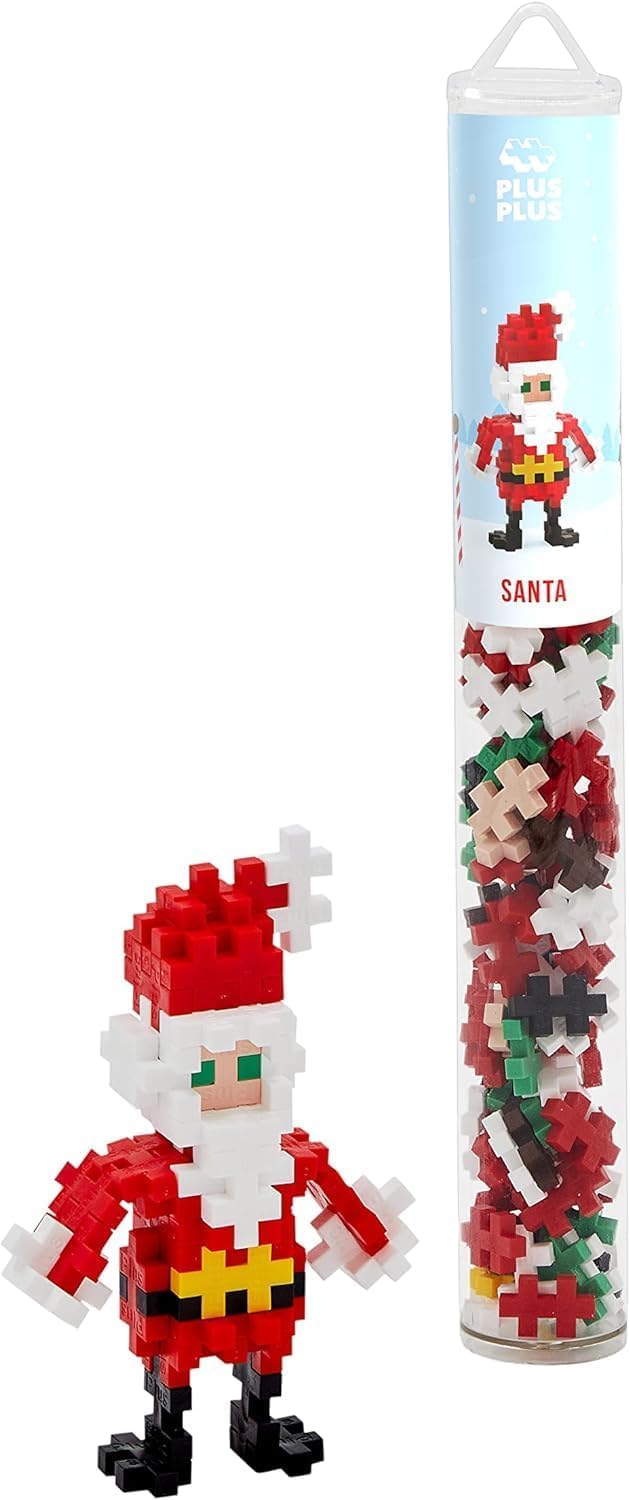 Plus Plus Building Blocks Toy – 100 pc Kids Construction Toys, Creative Learning Resources and STEM Play for Home and Travel - Girls and Boys Toys Age 5 Plus - Santa 100 Pieces