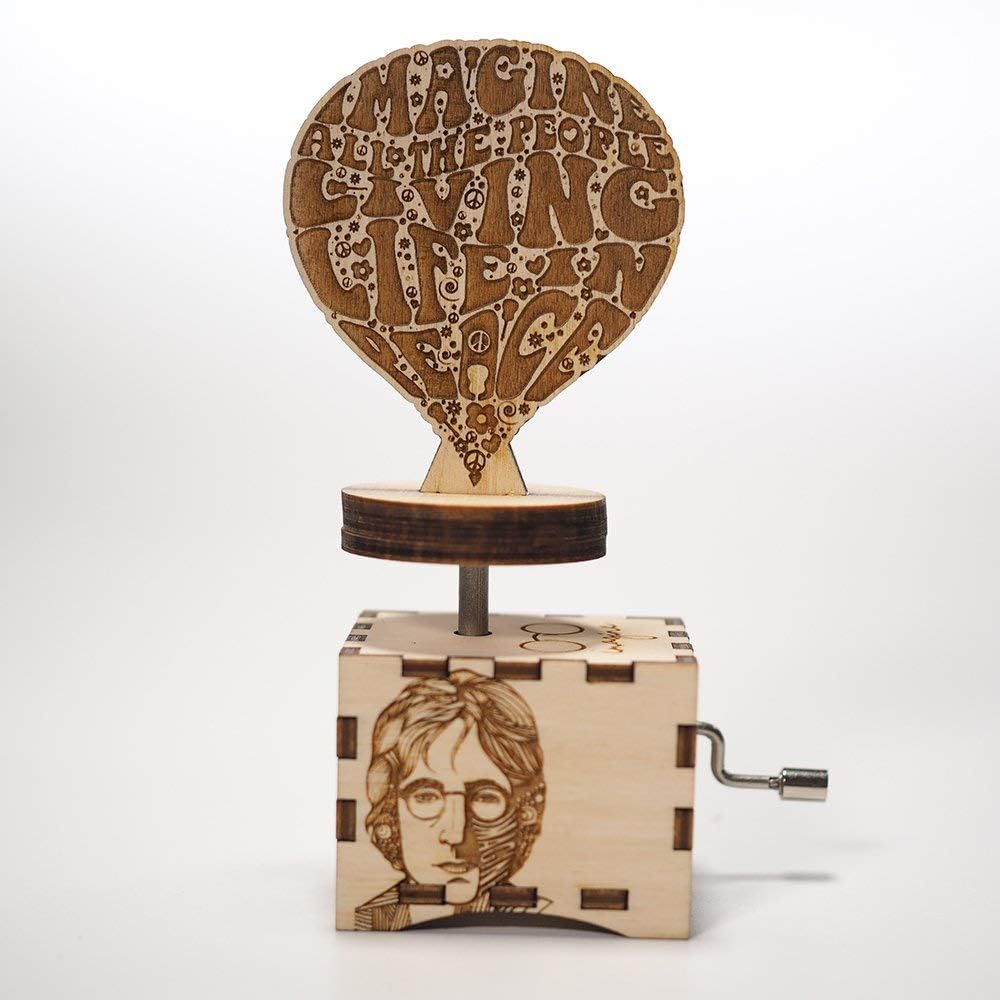 John Lennon Music Box - Imagine - Personalized engraved gift. Hand cranked mechanism.