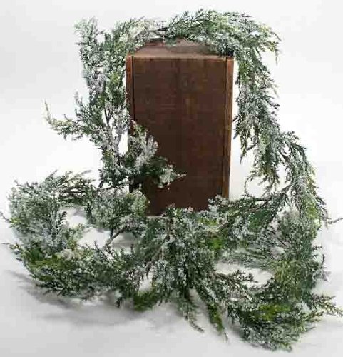 Factory Direct Craft Artificial Vinyl Cedar Garland with Faux Snow for Holiday, Christmas, Ski and Lodge Decorating