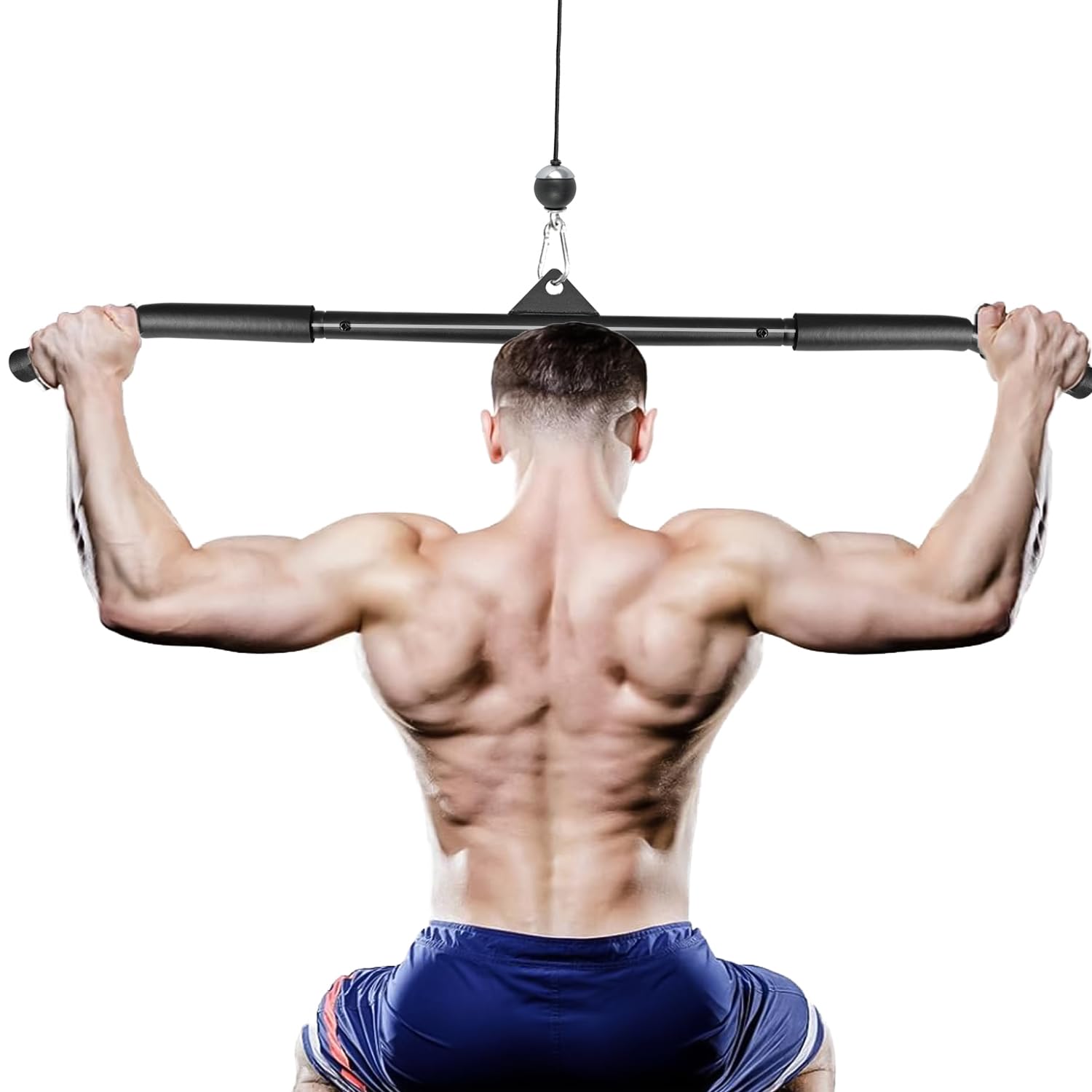 Taeku LAT Pulldown Bar Attachment for Pulley Cable Machine, Tricep Press Down Bar with Rubber Grip, Home Gym LAT Bar for Strength Training & Muscle Building (40 Inch)