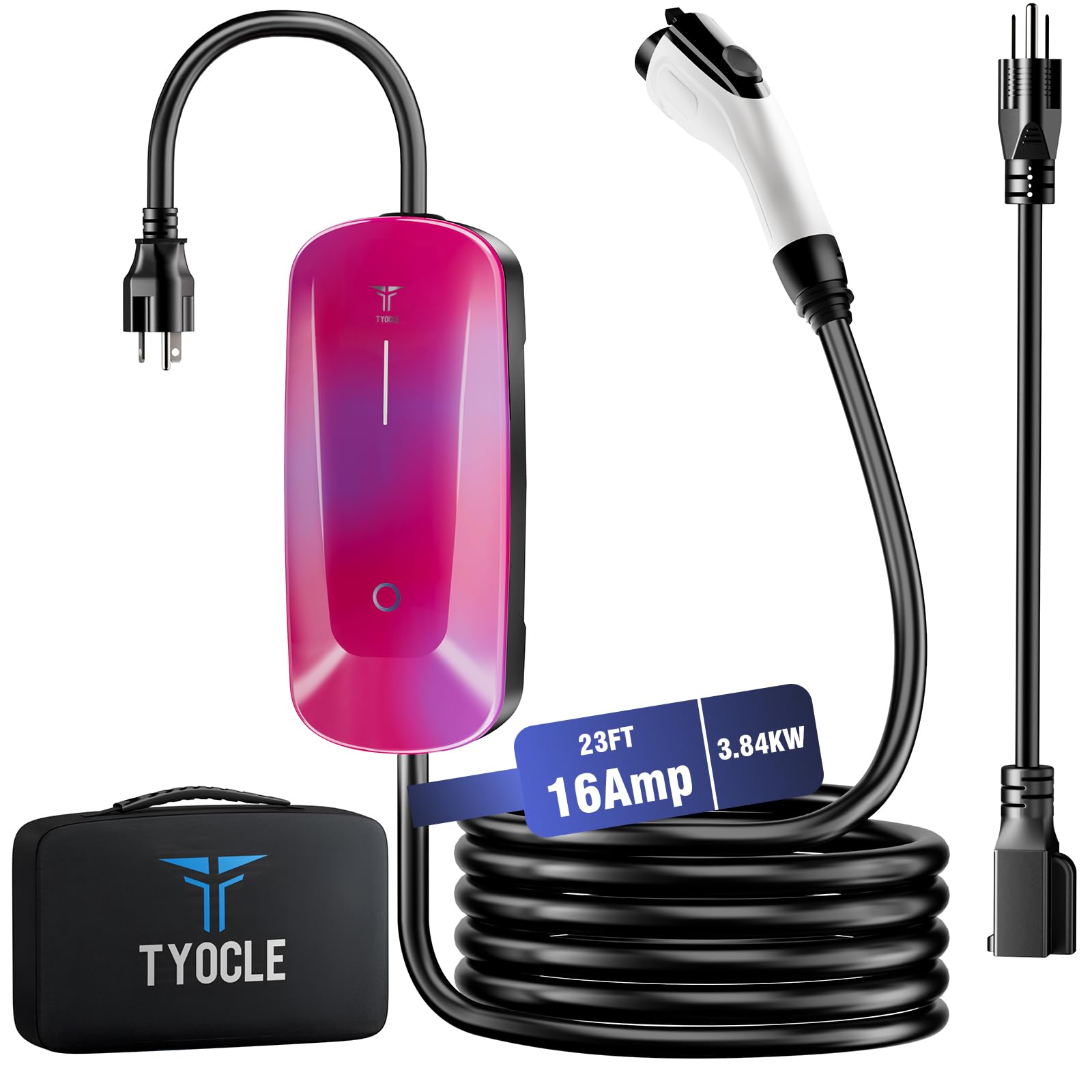 Photo 1 of 2025 New Level 1 & 2 EV Charger (16Amp, 110V-240V, 23Ft Cable) Portable AI Fast Charger Equipment, Charging for J1772 Electric Vehicle, Hybrids, Model with A NEMA 6-20P Mobile Car(NOT for Tesla)